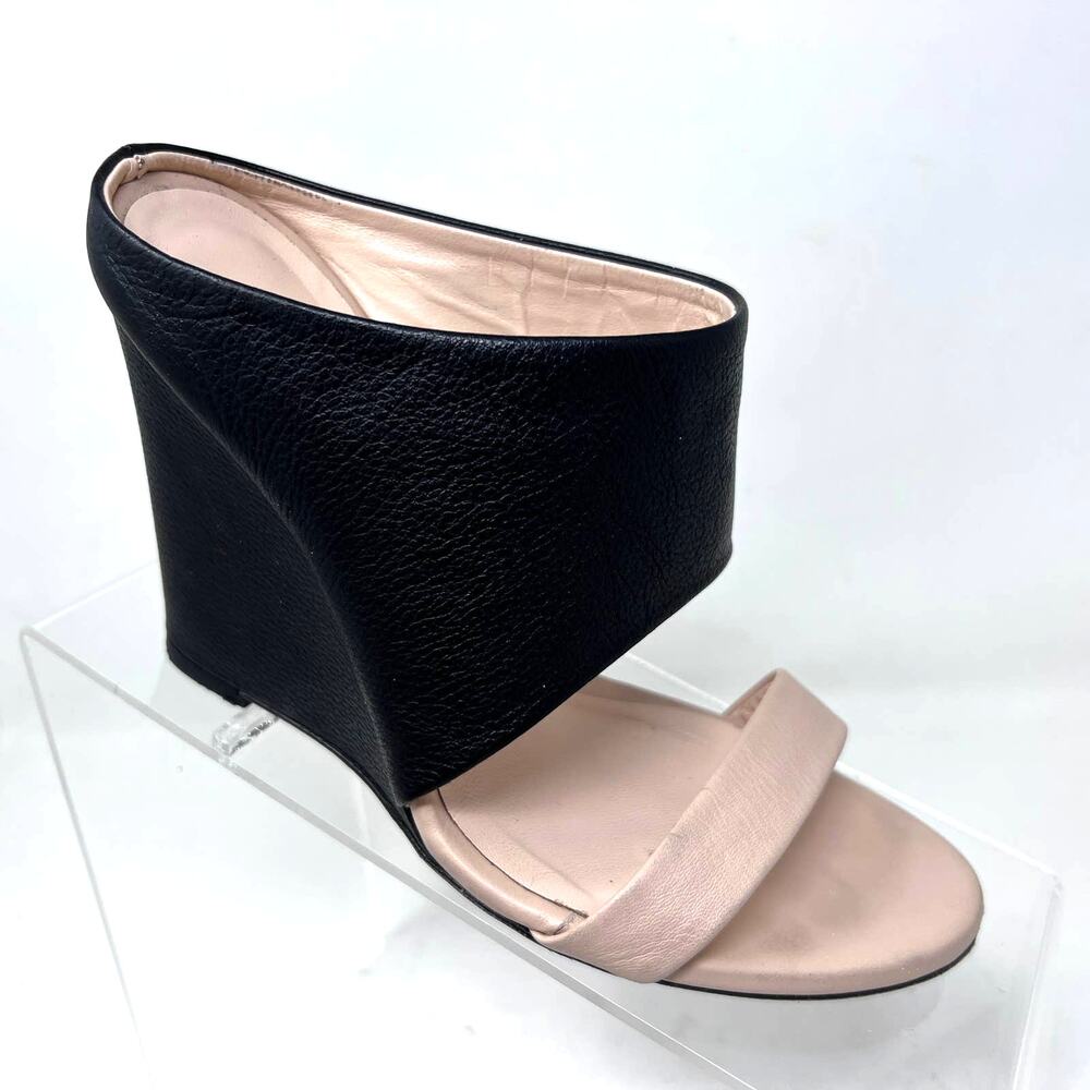 Dee Keller Sandal 36.5 Women's 6.5 Willow Wedge Black Beige Open Toe Heel‎